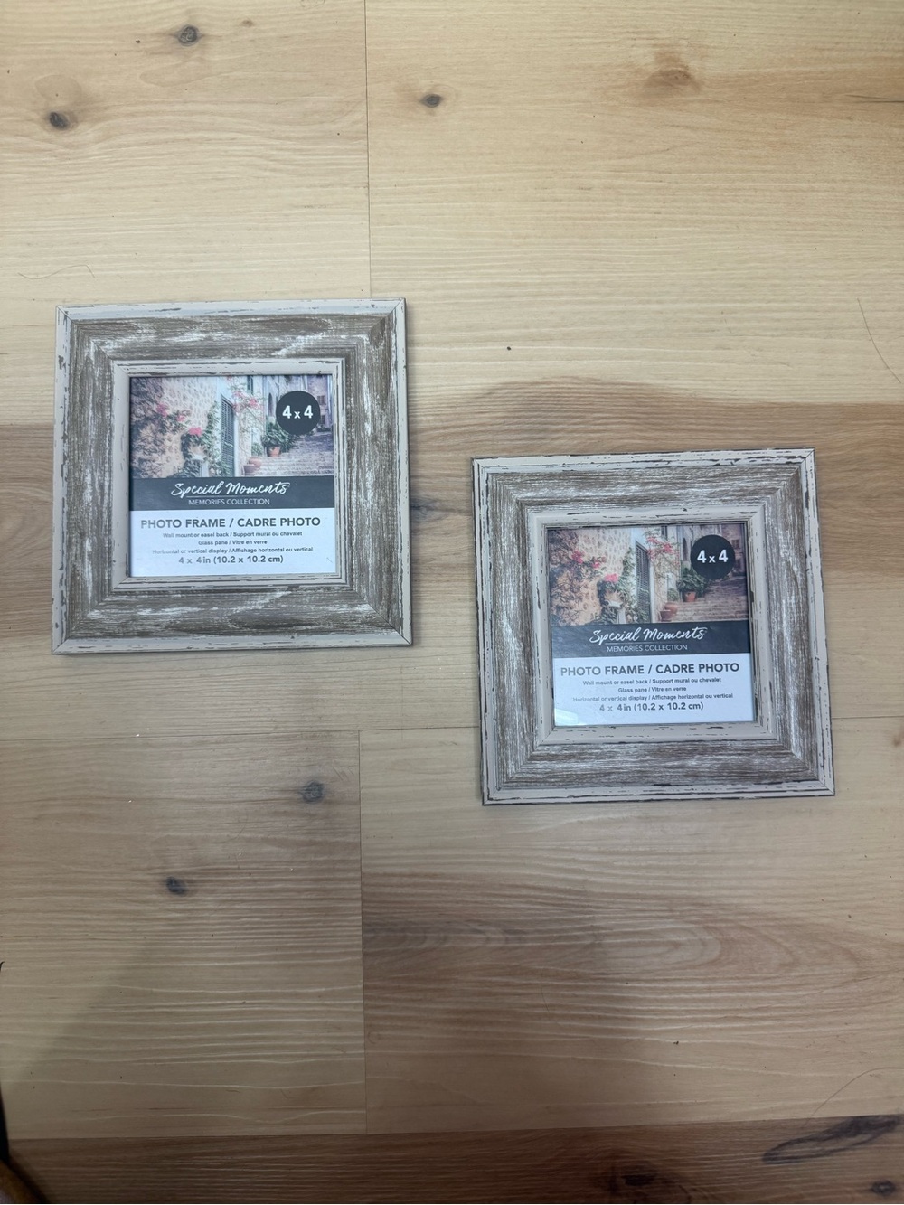 Special Moments Distressed Cream and Brown Square Photo Frames - Set of 2